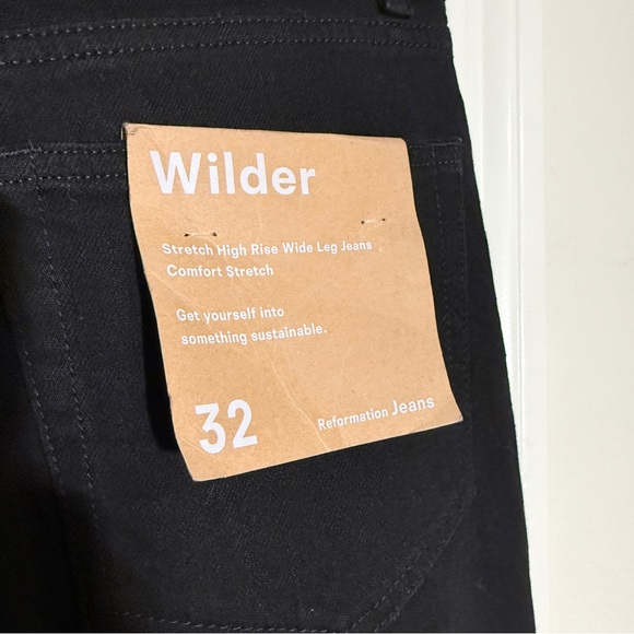 Reformation Wilder Stretch High Rise Wide Leg Jeans NWT in Black Size 32 - Picture 5 of 7
